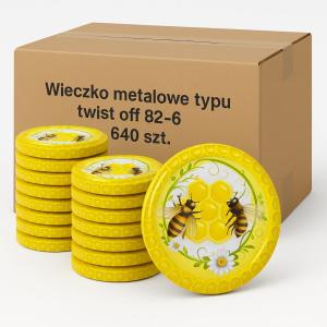 Zakrętki do słoików 640 szt. 82 mm miód pszczoła