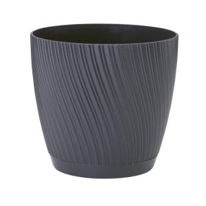 Doniczka z podstawką okrągła 17 cm MIKA antracyt