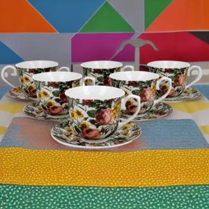 Komplet 6 Filiżanek ze spodkami 250 ml Spring 6701