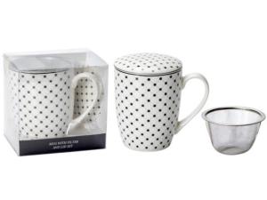 Kubek z sitkiem zaparzacz do herbaty porcelanowy