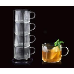 Filiżanki ryflowane na stojaku 4x350 ml komplet