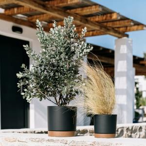 Doniczka z podstawką 18 cm antracyt okrągła Tubo