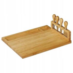 Deska do serów bambusowa do serwowania przekąsek wędlin z kompletem noży