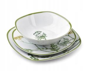 Serwis obiadowy 18 szt. komplet talerzy na 6 osób porcelanowy talerze 9302