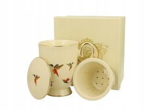 Kubek z zaparzaczem i pokrywą na stopce porcelana Kolibry Ecru 400 ml 3395