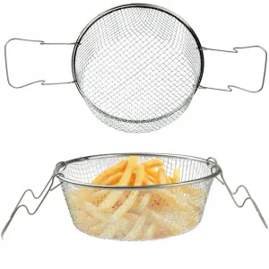 Koszyk sito do smażenia frytek z uchwytami cedzak stal nierdzewna 24cm 7024