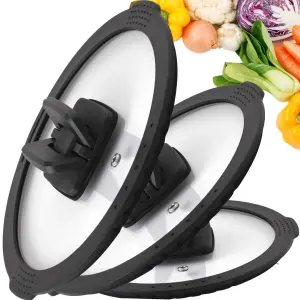 Zestaw pokrywek szklanych 16/18/20 cm z rantem silikonowym COMODO 8822