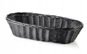 Koszyk wiklinowy owalny plecionka rattan czarny 31x17x8 cm na pieczywo 4412