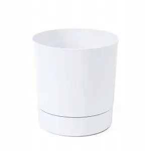 Doniczka z podstawką 28 cm AURA biała osłonka donica 1267