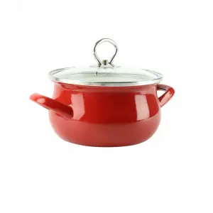 Garnek emaliowany 1,9 L 16cm czerwony do kuchni restauracji gotowanie 4252