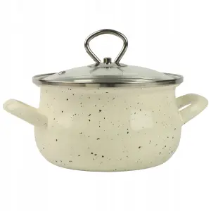 Garnek emaliowany 4L Helena 20cm kremowy marmur do gotowania do kuchni 2110