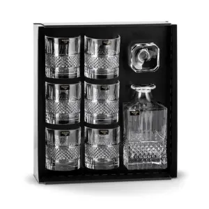 ZESTAW DO WHISKY KRYSZTAŁOWY KARAFKA SZKLANKI BOHEMIA ELEGANTE 1+6