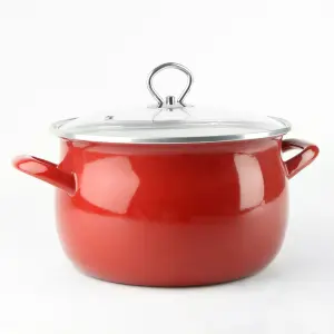 Garnek emaliowany z pokrywą stalowy 22 cm Silesia Helena 5,5L czerwony 4283