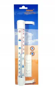 Termometr zaokienny zewnętrzny na okno ścianę średni 24 cm biały 0358