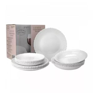 Komplet obiadowy 18 EL. talerze AGNES białe 2150