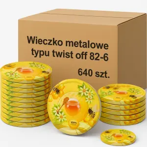 Zakrętki do słoików 640 szt. 82mm miód pszczoła