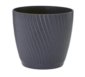 Doniczka z podstawką 13 cm Mika antracytowa  0966