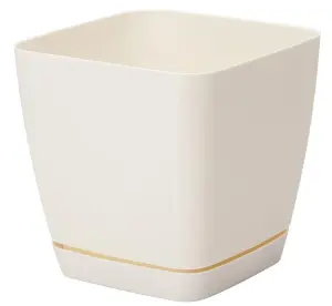 Doniczka z podstawką 17 cm Toskana kremowa 0631