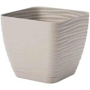 Doniczka z podstawką kwadratowa 19 cm SAHARA szara