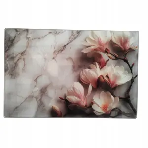 DESKA SZKLANA KUCHENNA 20x30CM WZÓR MAGNOLIA – TRWAŁA I HIGIENICZNA