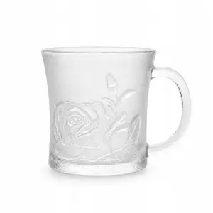 Kubek szklany z uchem 260ml róża retro klasyk 2862