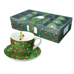 LIVELLO Serwis kawowy 6 x filiżanka 250 ml ze spodkiem 14 cm kawy truskawki