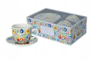 2 x Filiżanka Ze Spodkiem Do Kawy 250 ml Zestaw Kawowy Porcelana Livello