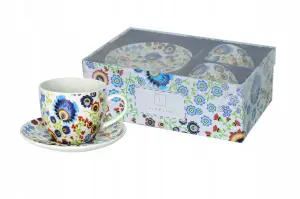 2 x Filiżanka Ze Spodkiem Do Kawy 250 ml Zestaw Kawowy Porcelana Livello
