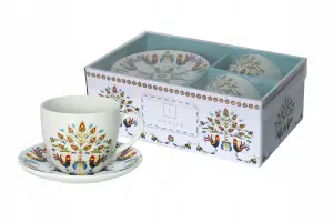 2 x Filiżanka Ze Spodkiem Do Kawy 250 ml Zestaw Kawowy Porcelana Livello