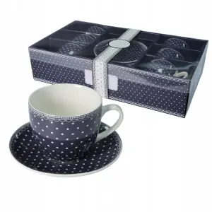 LIVELLO Serwis kawowy 6 x filiżanka 250 ml ze spodkiem 14 cm do kawy kropki