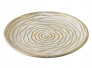 Elegancka taca dekoracyjna DAZ 29 cm z białym złoceniem, MDF
