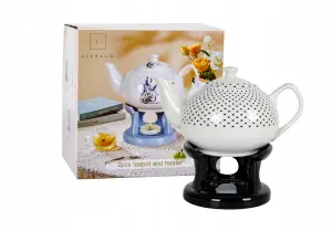 Imbryk porcelanowy 1L dzbanek do zaparzania herbaty z podgrzewaczem LIVELLO