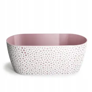 Doniczka tworzywo sztuczne biały, różowy Don-Plast 31 cm x 14 x 12,5 cm