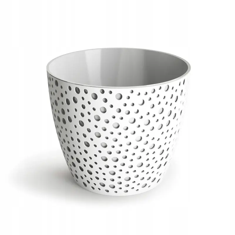 Doniczka tworzywo sztuczne biały, szary Don-Plast 13 cm x 13 x 10,9 cm