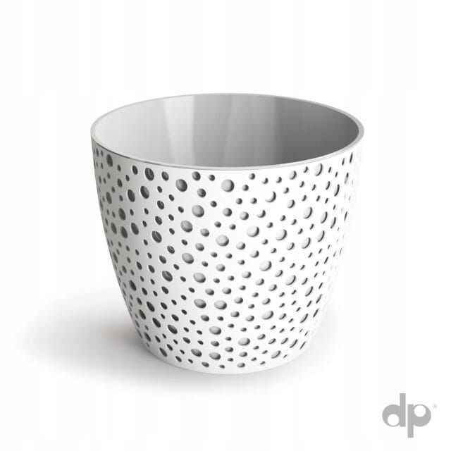 Doniczka tworzywo sztuczne biały, szary Don-Plast 13 cm x 13 x 10,9 cm