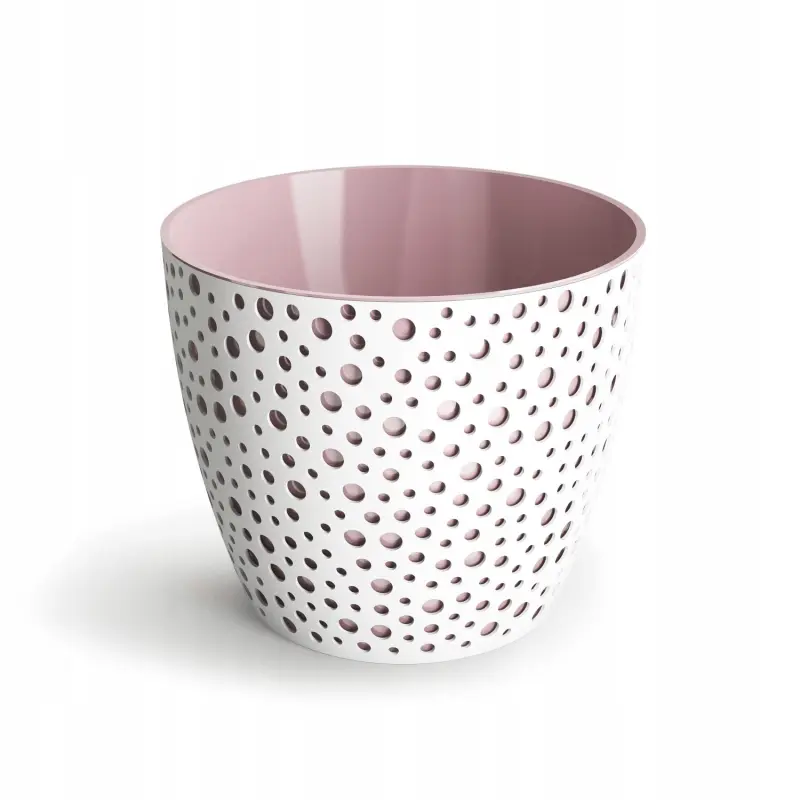 Doniczka tworzywo sztuczne biały, różowy Don-Plast 15 cm x 15 x 12,7 cm