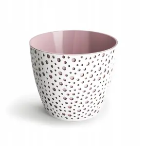 Doniczka tworzywo sztuczne biały, różowy Don-Plast 19 cm x 19 x 16,3 cm