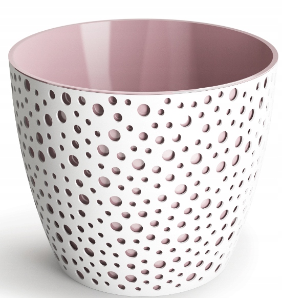 Doniczka tworzywo sztuczne biały, różowy Don-Plast 19 cm x 19 x 16,3 cm