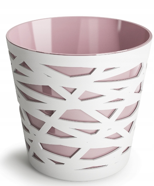 Doniczka tworzywo sztuczne biały, różowy Don-Plast 19 cm x 19 x 19 cm
