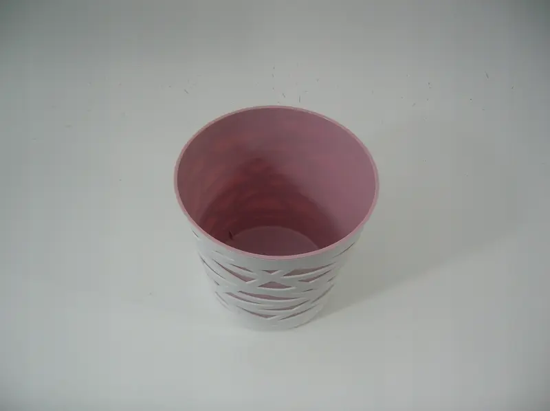 Doniczka tworzywo sztuczne biały, różowy Don-Plast 19 cm x 19 x 19 cm