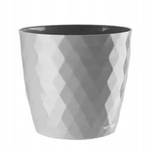 Osłonka 23x25 cm tworzywo sztuczne szary DONICZKA 25CM POPIEL JASNY CRISTAL