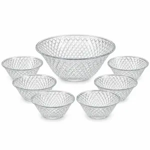 Komplet szklanych salaterek 7 szt. 1500 ml i 6 × 250 ml w romby