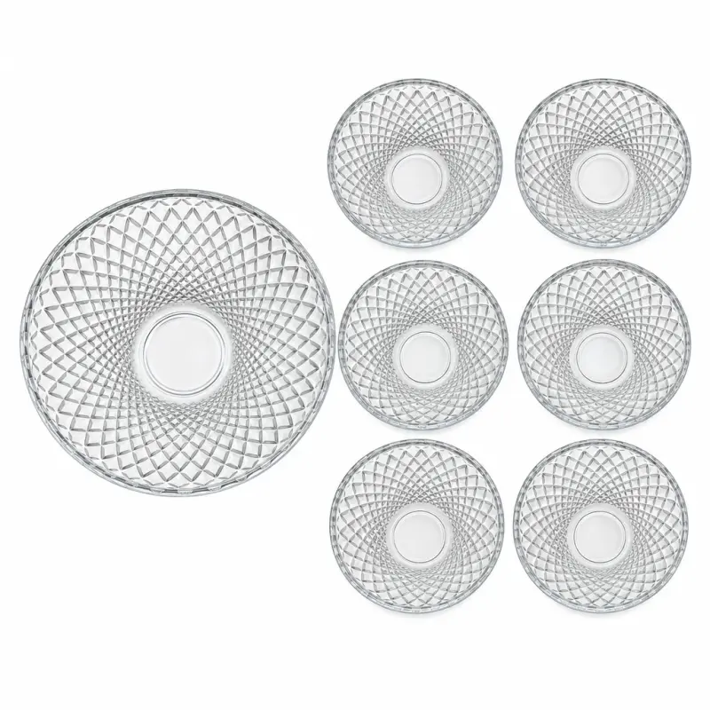 Komplet szklanych salaterek 7 szt. 1500 ml i 6 × 250 ml w romby