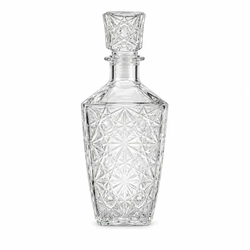 Karafka szklana 500 ml z ozdobnym korkiem, geometryczny wzór