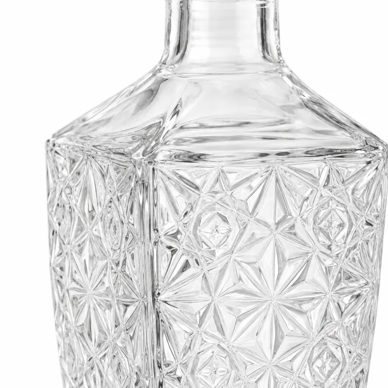 Karafka szklana 500 ml z ozdobnym korkiem, geometryczny wzór