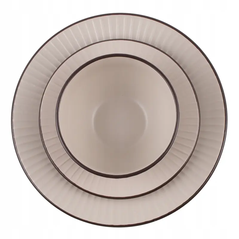 Serwis obiadowy ceramiczny Prima Deco 18 el. dla 6 osób beżowy