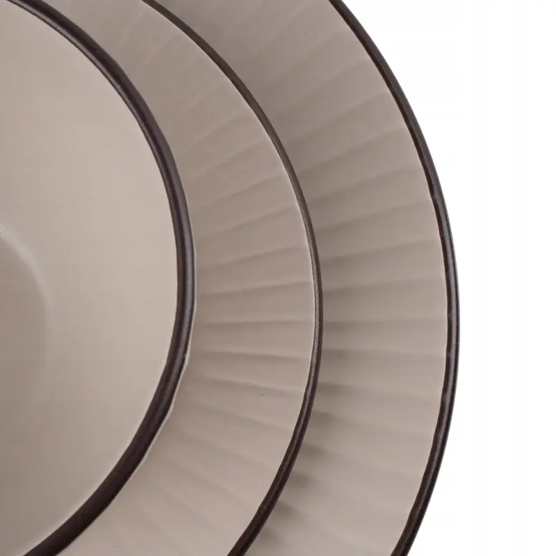 Serwis obiadowy ceramiczny Prima Deco 18 el. dla 6 osób beżowy