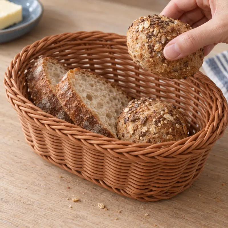Koszyk na pieczywo owalny brązowy 23 × 16 cm z tworzywa