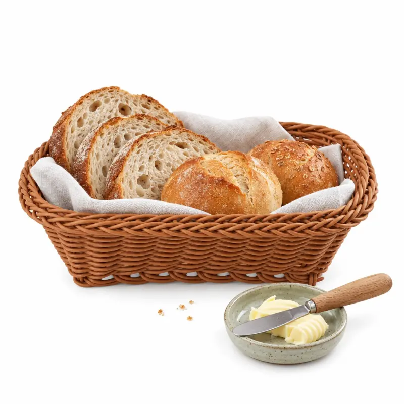 Koszyk na pieczywo brązowy prostokątny 23,5 × 16 cm z tworzywa