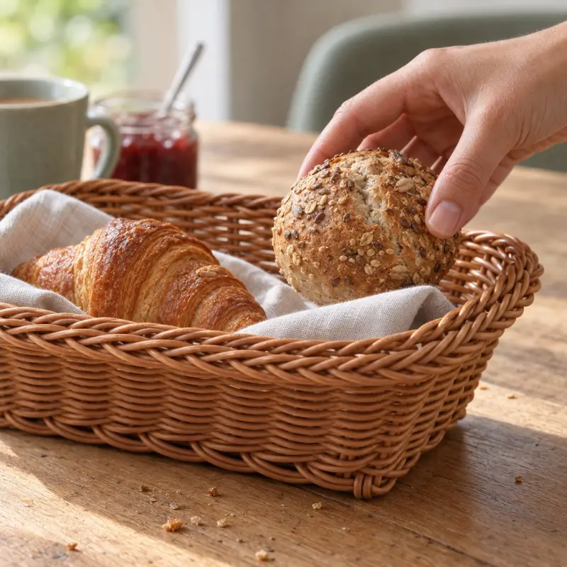 Koszyk na pieczywo brązowy prostokątny 23,5 × 16 cm z tworzywa